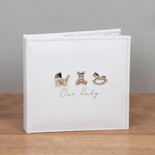 Load image into Gallery viewer, Silver Plated 3 Icon Linen Fabric Album 50 Prints 4" x 6"