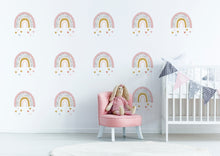 Load image into Gallery viewer, Pink Rainbow and Heart Wall Decals