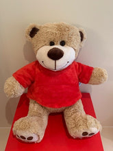 Load image into Gallery viewer, Christmas Teddy With Christmas hat and printed Personalised Velour Top. Presented in gift box.