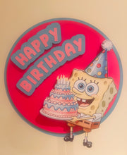 Load image into Gallery viewer, SpongeBob Happy Birthday cake topper.
