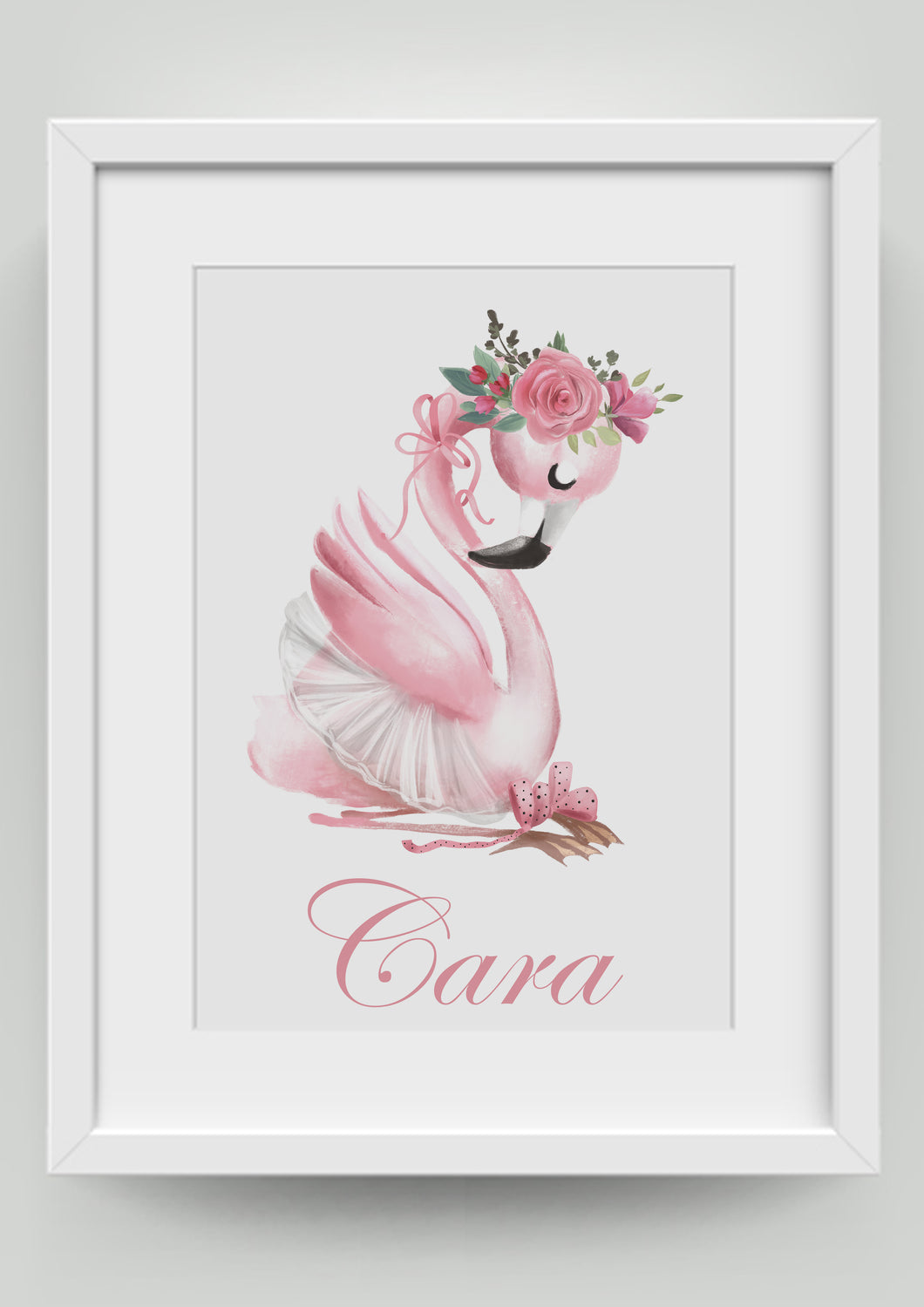 A4 Flamingo with floral headband Print