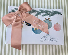 Load image into Gallery viewer, 2 Personalised embroidered  Hair Bows in Merry Christmas Gift Box.
