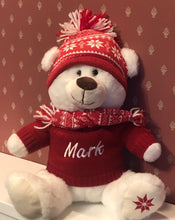 Load image into Gallery viewer, Christmas Teddy With embroidered Personalised Jumper in Gift Box
