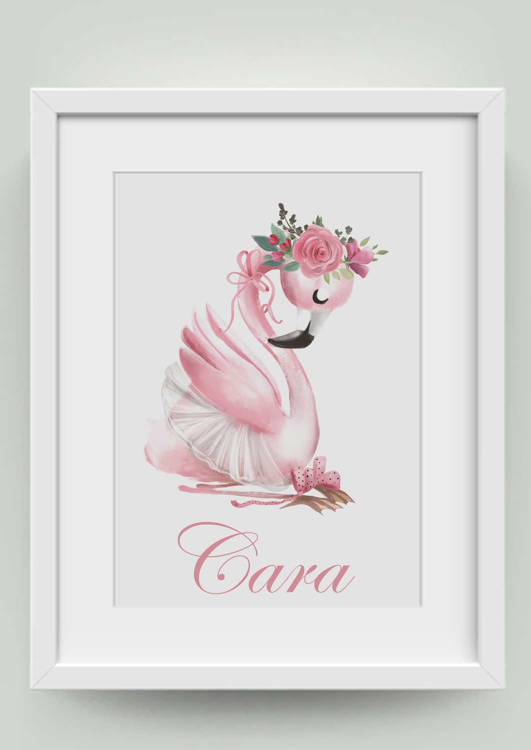 A4 Flamingo with Flower Headband Personalised Print