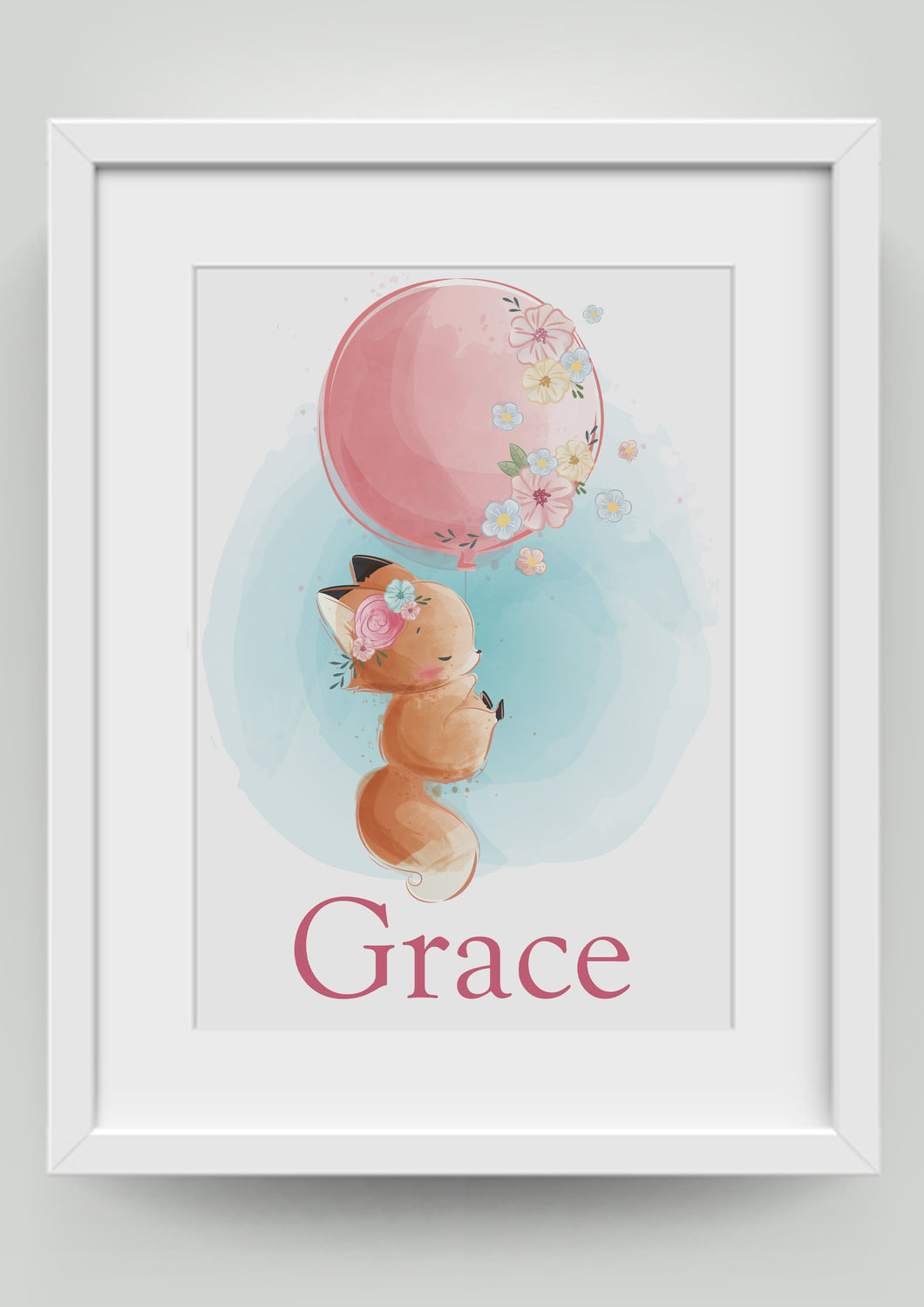 A4 Fox with Balloon Personalised Print