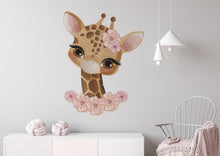 Load image into Gallery viewer, Cute Giraffe and Flower Wall Decal
