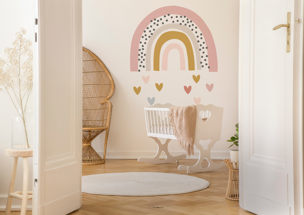 Pink Rainbow and Heart Wall Decals