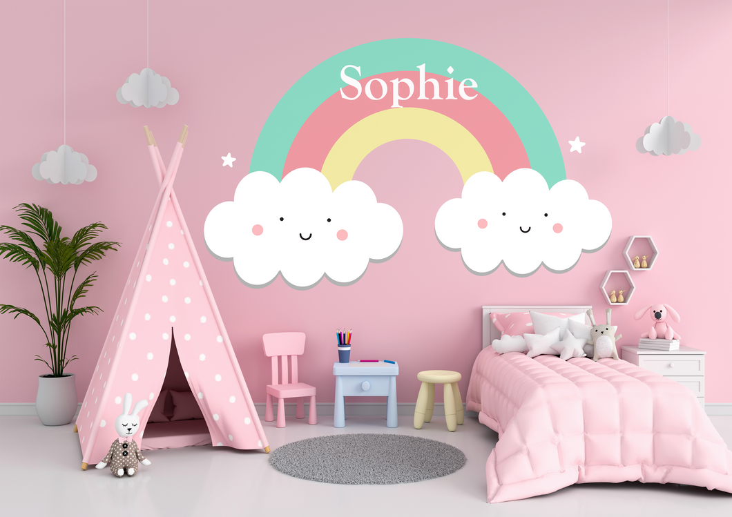 Pastel Rainbow and Cloud Wall Decal