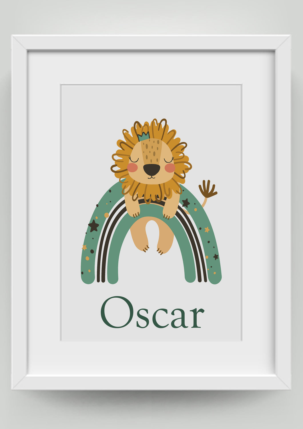 A4 Lion on Rainbow Personalised Print