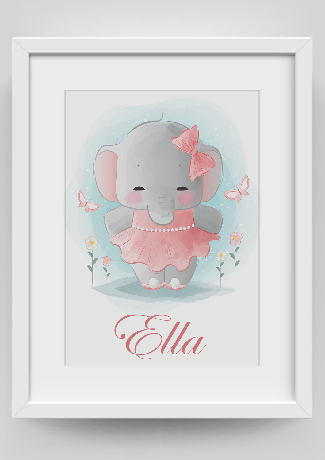 A4 Cute Elephant Personalised Print