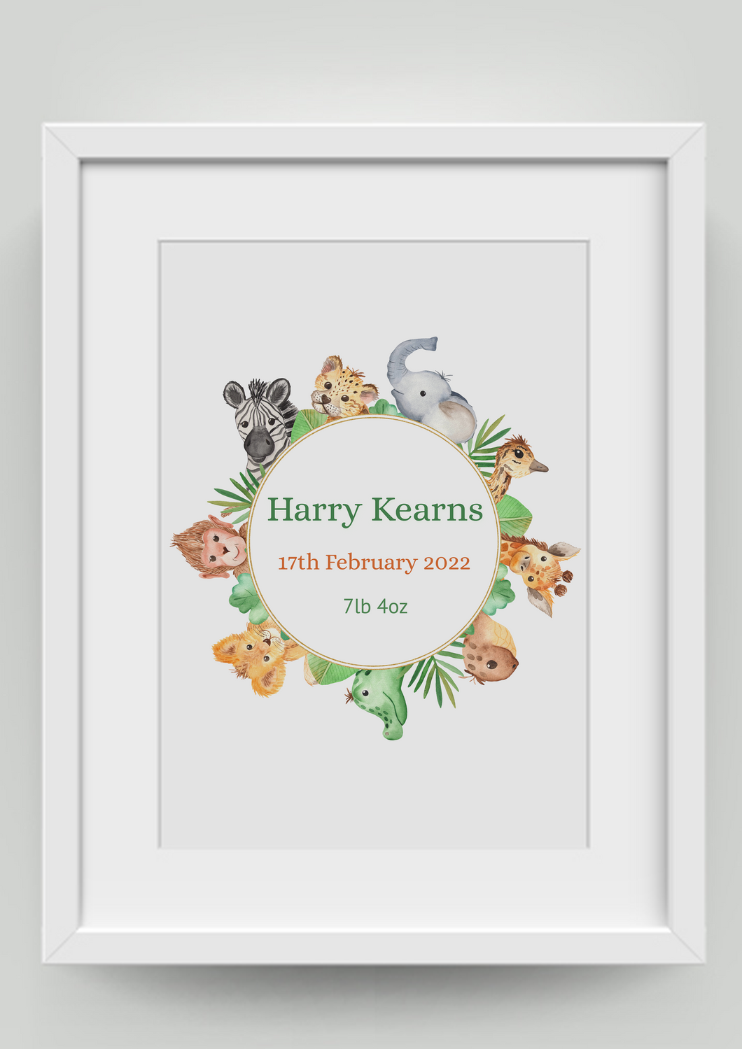 A4 Safari Circle Personalised Print